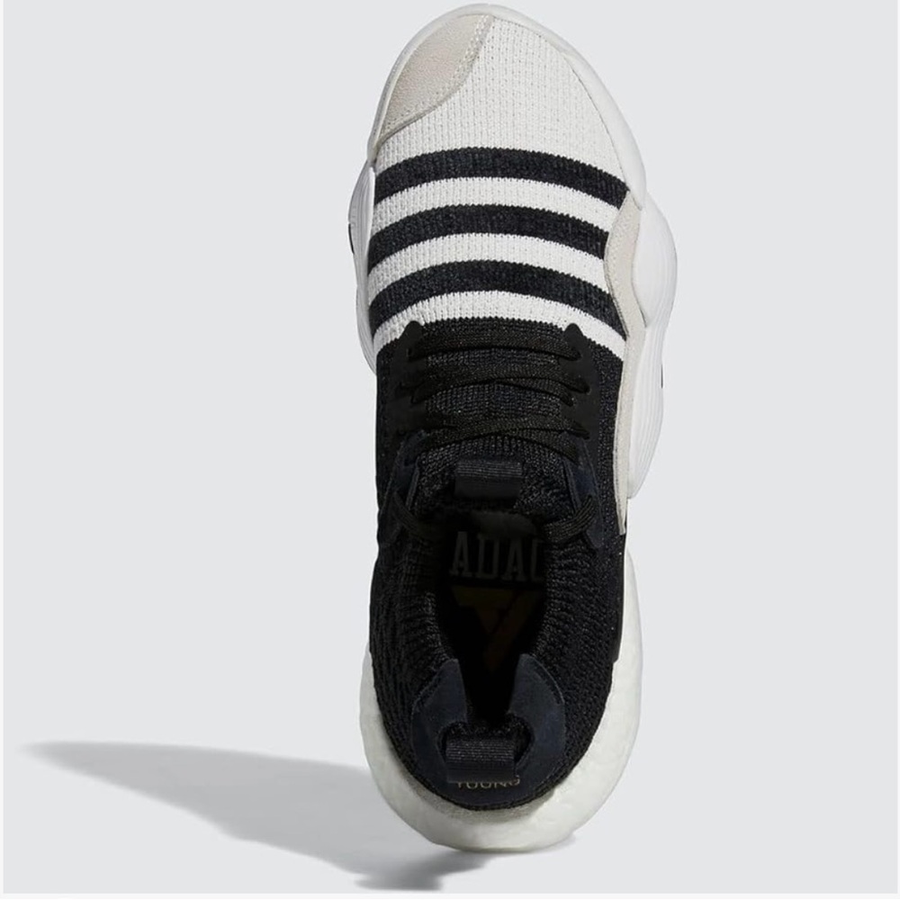 Adidas TRAE YOUNG 2J Unisex Big Kids Black and White basketball shoes - Picture 6 of 9